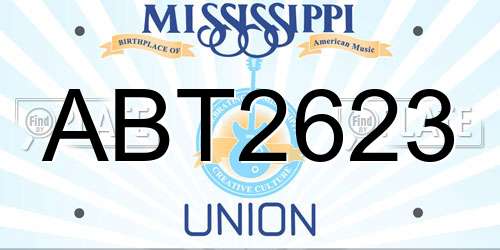ABT2623 Mississippi License Plate
