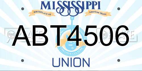 ABT4506 Mississippi License Plate