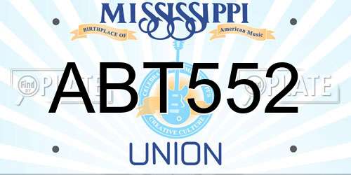 ABT552 Mississippi License Plate