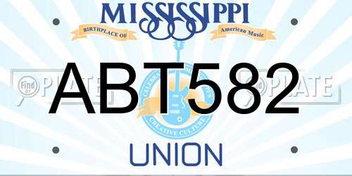ABT582 Mississippi License Plate