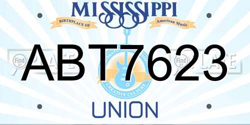 ABT7623 Mississippi License Plate