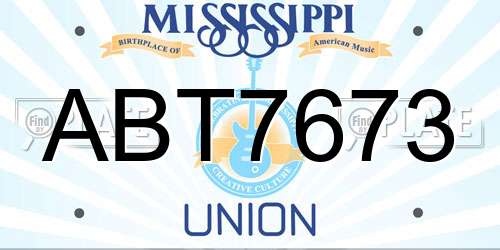 ABT7673 Mississippi License Plate