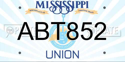 ABT852 Mississippi License Plate