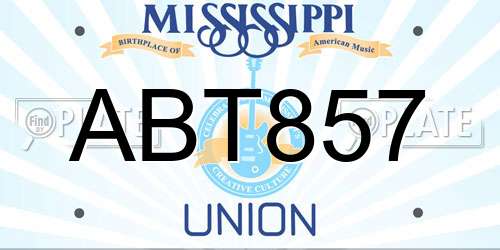 ABT857 Mississippi License Plate