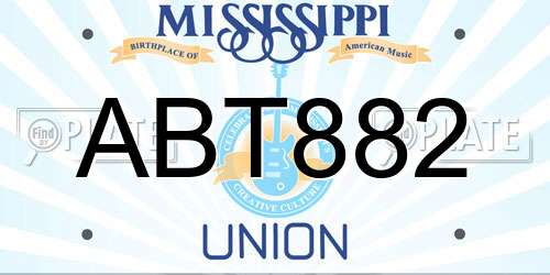 ABT882 Mississippi License Plate