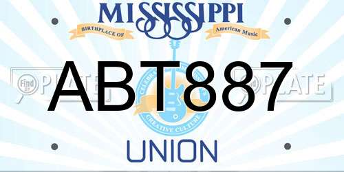ABT887 Mississippi License Plate