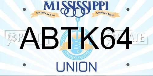 ABTK64 Mississippi License Plate