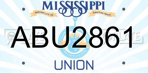ABU2861 Mississippi License Plate