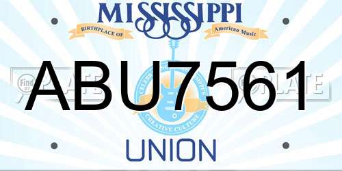 ABU7561 Mississippi License Plate