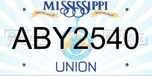ABY2540 Mississippi License Plate