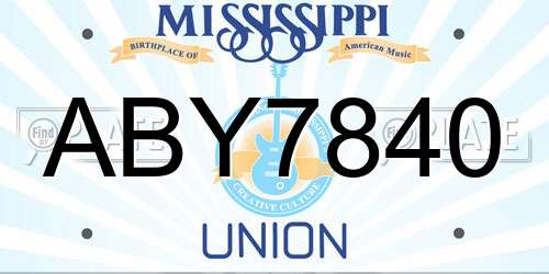 ABY7840 Mississippi License Plate