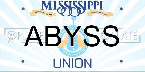 ABYSS Mississippi License Plate