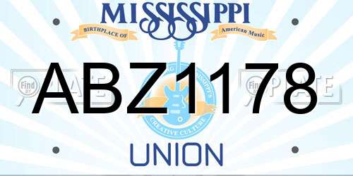 ABZ1178 Mississippi License Plate