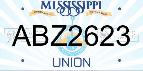 ABZ2623 Mississippi License Plate