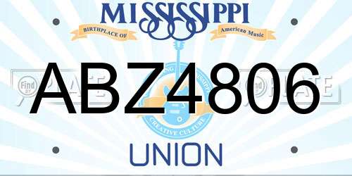 ABZ4806 Mississippi License Plate