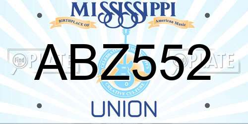 ABZ552 Mississippi License Plate