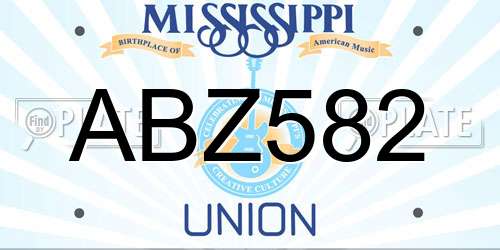 ABZ582 Mississippi License Plate