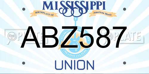 ABZ587 Mississippi License Plate