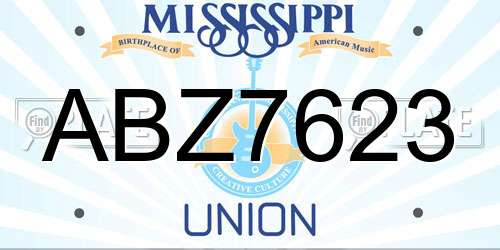 ABZ7623 Mississippi License Plate