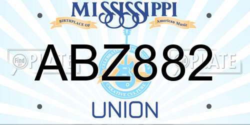 ABZ882 Mississippi License Plate