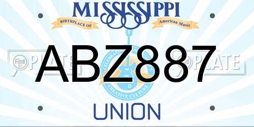 ABZ887 Mississippi License Plate