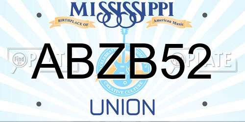 ABZB52 Mississippi License Plate