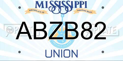 ABZB82 Mississippi License Plate