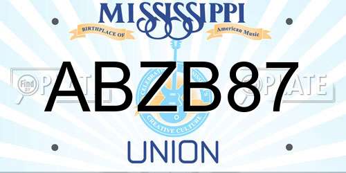 ABZB87 Mississippi License Plate