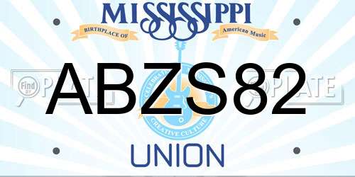ABZS82 Mississippi License Plate
