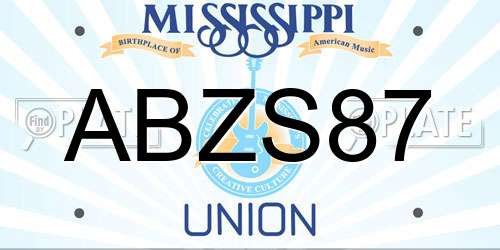 ABZS87 Mississippi License Plate