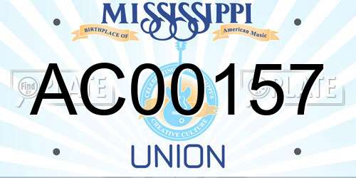 AC00157 Mississippi License Plate