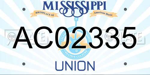 AC02335 Mississippi License Plate