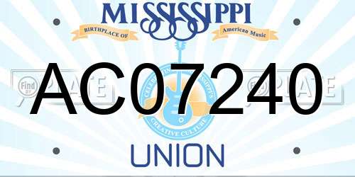 AC07240 Mississippi License Plate