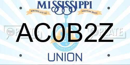 AC0B2Z Mississippi License Plate