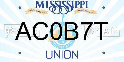 AC0B7T Mississippi License Plate