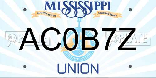 AC0B7Z Mississippi License Plate