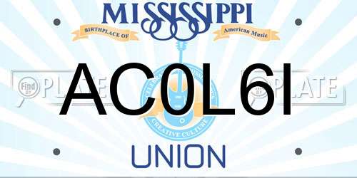 AC0L6I Mississippi License Plate