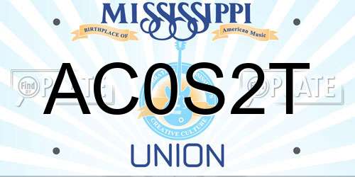AC0S2T Mississippi License Plate