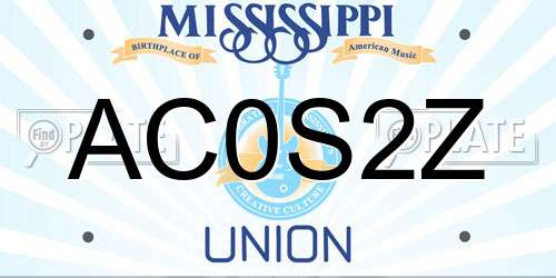 AC0S2Z Mississippi License Plate
