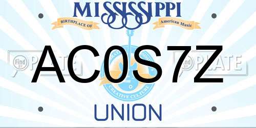 AC0S7Z Mississippi License Plate