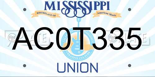 AC0T335 Mississippi License Plate