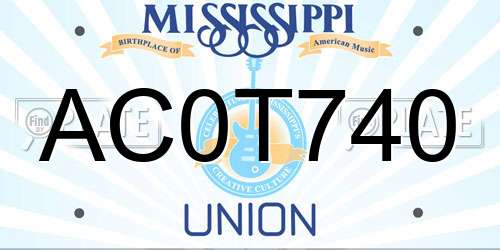 AC0T740 Mississippi License Plate