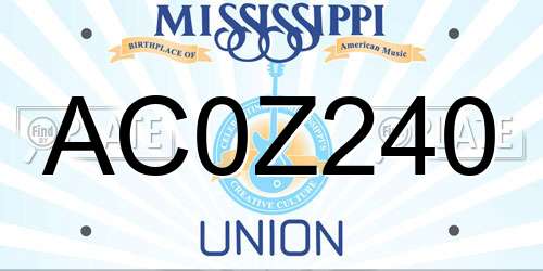 AC0Z240 Mississippi License Plate