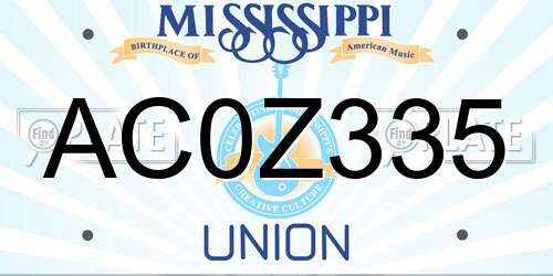AC0Z335 Mississippi License Plate