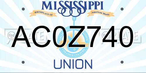 AC0Z740 Mississippi License Plate
