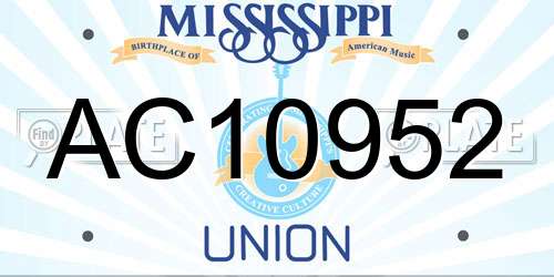 AC10952 Mississippi License Plate