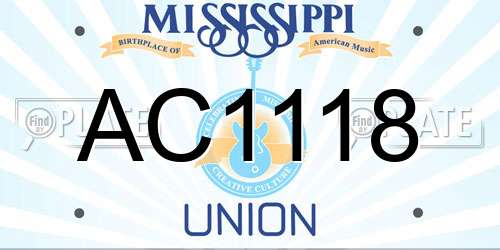 AC1118 Mississippi License Plate