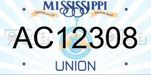 AC12308 Mississippi License Plate