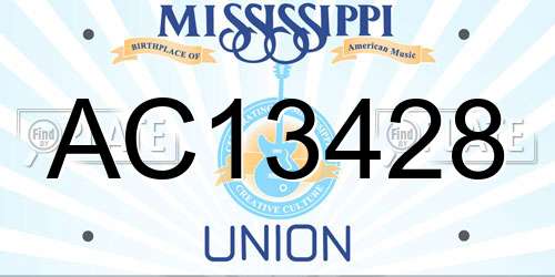 AC13428 Mississippi License Plate