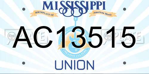 AC13515 Mississippi License Plate